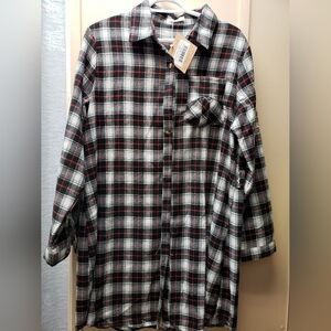 Ladies Black and Red Plaid Shirt